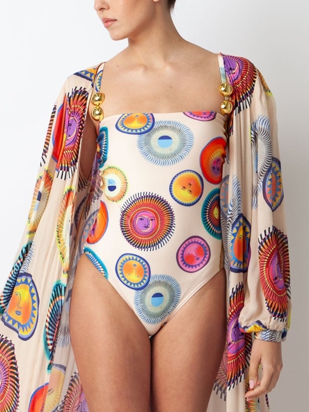 NWT Anthropologie Villa Fresca Bella Colorful Sun One-Piece Swimsuit Print 2X